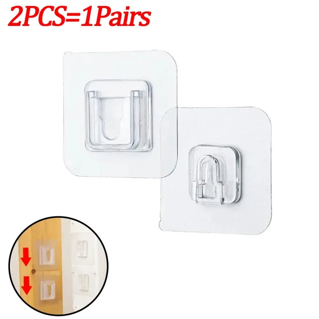 Double-Sided Adhesive Wall Hooks Hanger Strong Transparent Suction Cup Sucker Hooks Kitchen Bathroom Storage Plug Socket Holders