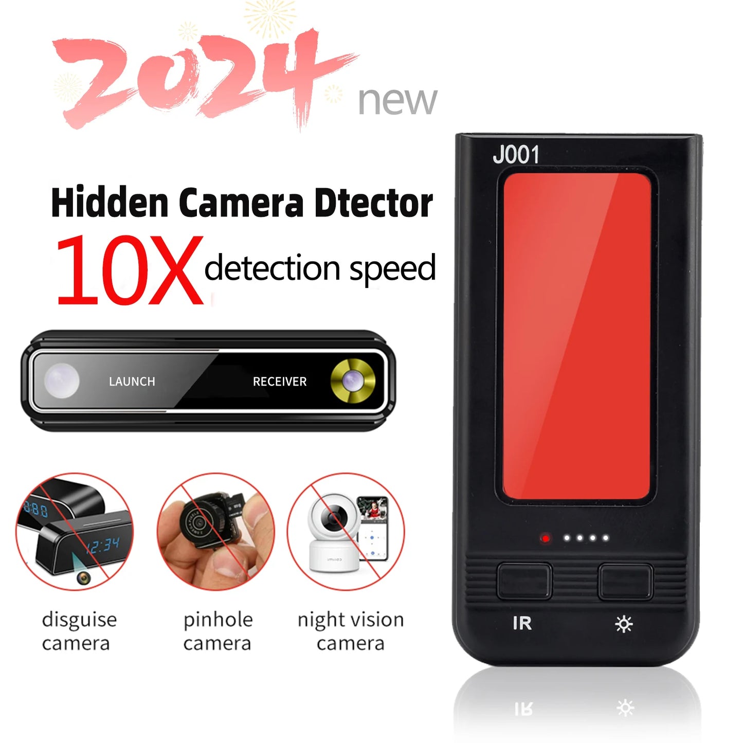 FOBIGOAL  J001 Spy Hidden Camera Detector & Camera Finder, anti Pinhole Camera Detectors, 10X Search Speed.