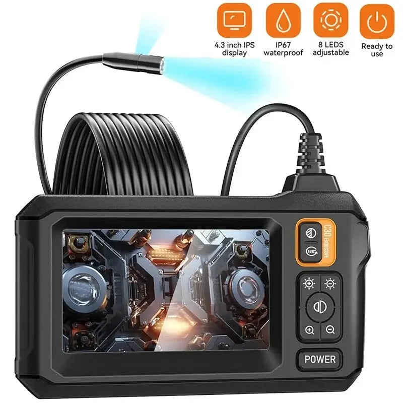 Industrial Endoscope Camera 8mm HD1080P 4.3inch IPS Screen