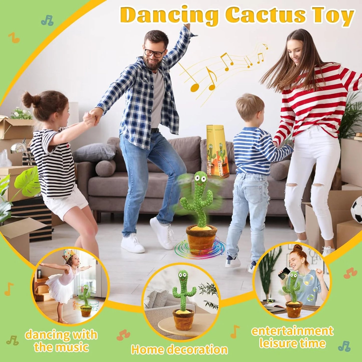 Intelligent Kawaii Cactus Interactive Learning and Musical Toy for Kids to Dance Record and Speak with Fun peluches 	Plush toys