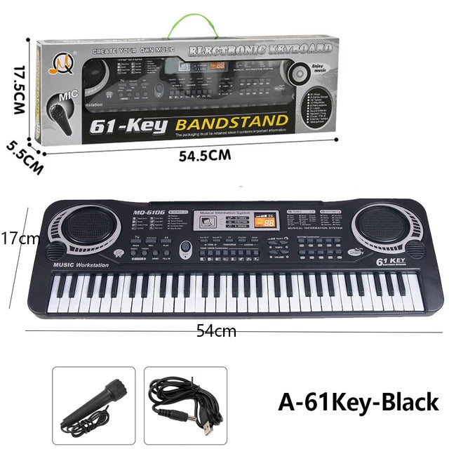 Kids Electronic Piano Keyboard 61 Keys Organ with Microphone / 24 Keys Education Toys Musical Instrument Gift for Child Beginner