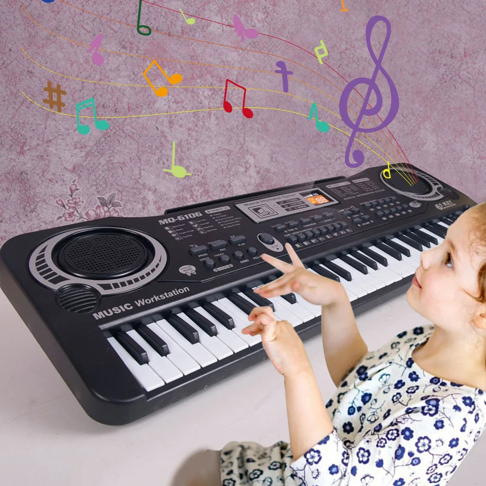 Kids Electronic Piano Keyboard 61 Keys Organ with Microphone / 24 Keys Education Toys Musical Instrument Gift for Child Beginner