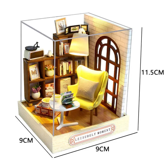 Kids Wooden Miniature Dollhouses Kit Gift Toys Roombox Doll House Furniture Box Theatre Toy For Children Birthday