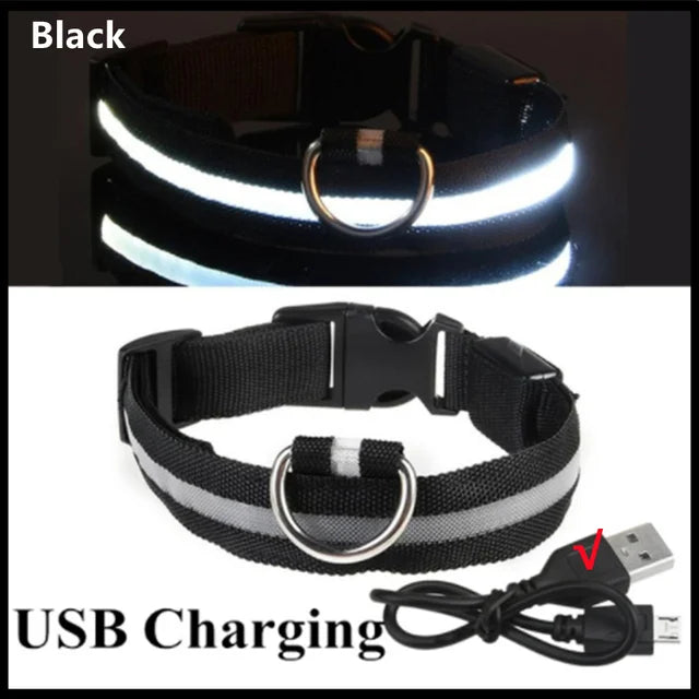 LED Glowing Dog Collar Adjustable Flashing Rechargea Luminous Collar Night Anti-Lost Dog Light HarnessFor Small Dog Pet Products