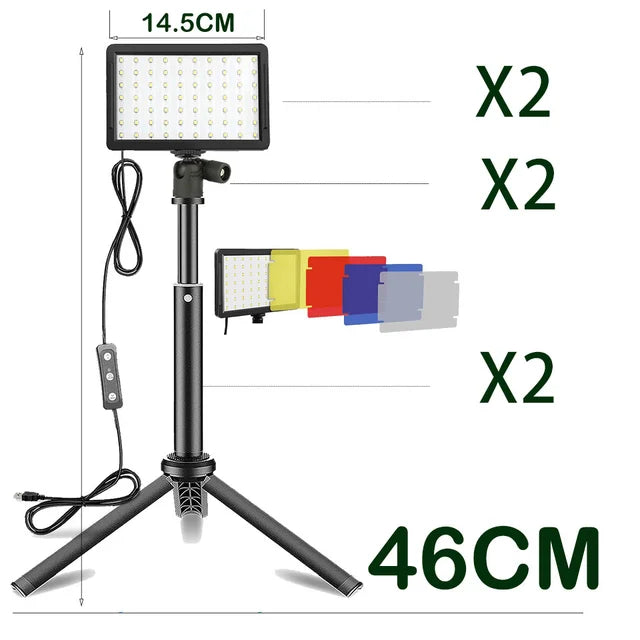 LED Photography Video Light Panel Lighting Photo Studio Lamp Kit For Shoot Live Streaming Youbube With Tripod Stand RGB Filters