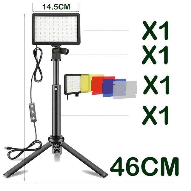 LED Photography Video Light Panel Lighting Photo Studio Lamp Kit For Shoot Live Streaming Youbube With Tripod Stand RGB Filters