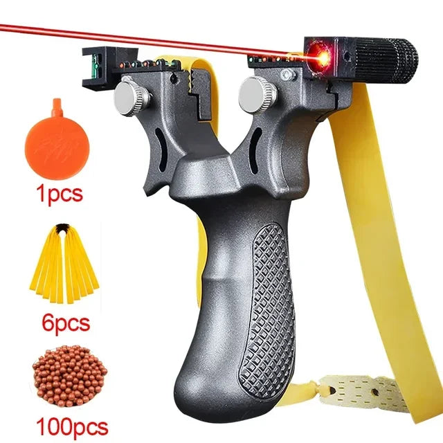 Laser Shooting Slingsshot Outdoor Hunting Flat Rubber Band Mud Ball Toy Aiming Slingshot Bag Storage Catapult Package