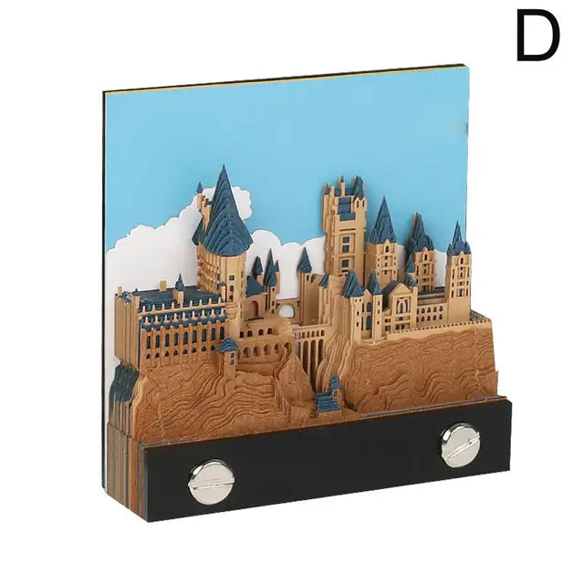 Lighting Magic Castle 3D Notepad 2024 Calendar Memo Pad Block Notes Hary Design Note Paper Stationery Accessories Novelty Gift