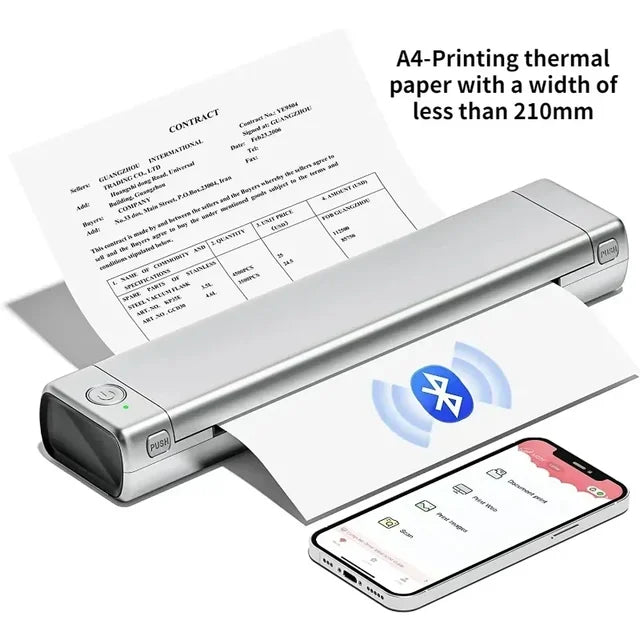 M08F A4 Portable Thermal Printer 8.26"x11.69" A4 Thermal Paper Wireless Mobile Travel Printer Android iOS Laptop Printer