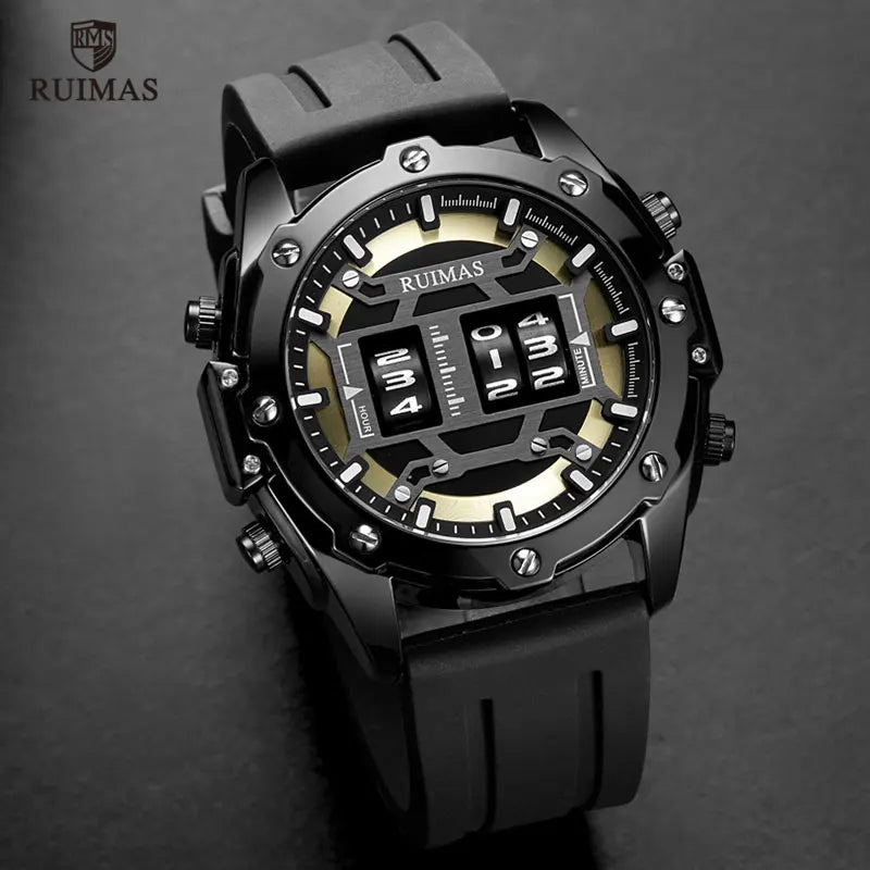 MEGIR & RUIMAS Military Sport Watches Men Roller Quartz Watch Luxury Waterproof Silicone Strap Wristwatch Man Relogio Mascilino