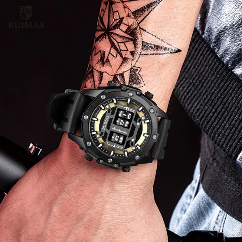 MEGIR & RUIMAS Military Sport Watches Men Roller Quartz Watch Luxury Waterproof Silicone Strap Wristwatch Man Relogio Mascilino