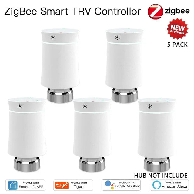 MOES ZigBee3.0 TRV Tuya Radiator Actuator Valve Smart Programmable Thermostat Temperature Heater Control Alexa google home voice