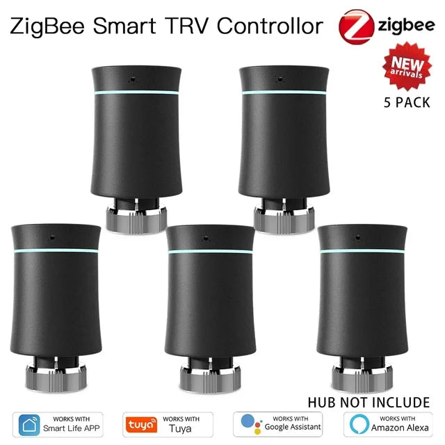 MOES ZigBee3.0 TRV Tuya Radiator Actuator Valve Smart Programmable Thermostat Temperature Heater Control Alexa google home voice