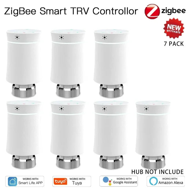 MOES ZigBee3.0 TRV Tuya Radiator Actuator Valve Smart Programmable Thermostat Temperature Heater Control Alexa google home voice