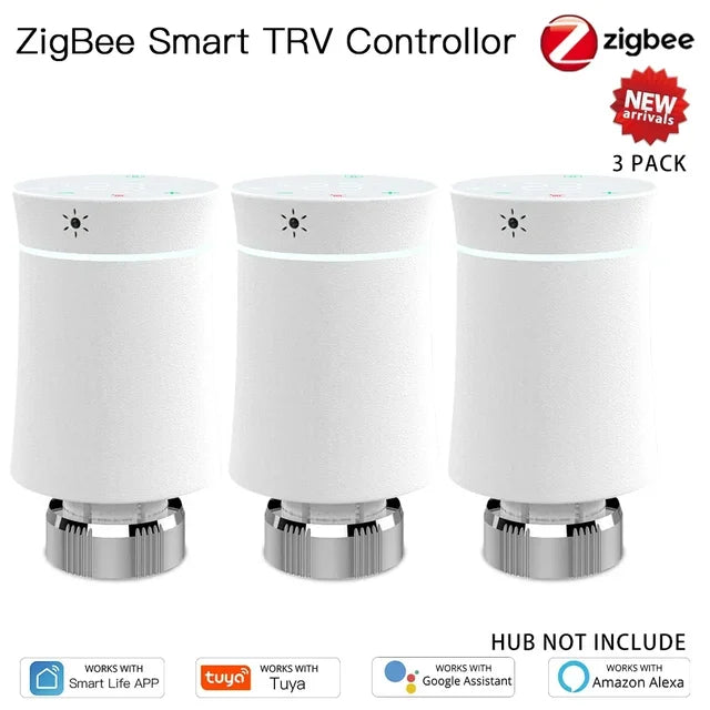 MOES ZigBee3.0 TRV Tuya Radiator Actuator Valve Smart Programmable Thermostat Temperature Heater Control Alexa google home voice