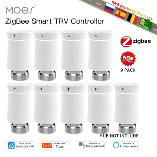 MOES ZigBee3.0 TRV Tuya Radiator Actuator Valve Smart Programmable Thermostat Temperature Heater Control Alexa google home voice