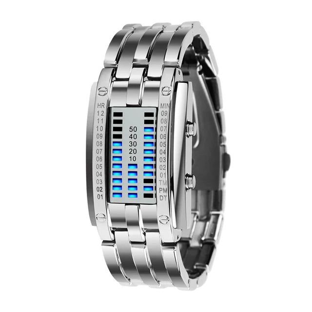 Men Watch Luxury Lover Wristwatch Waterproof Women Stainless Steel Watch Binary Fashion LED Display Male Electronic Sport Watch