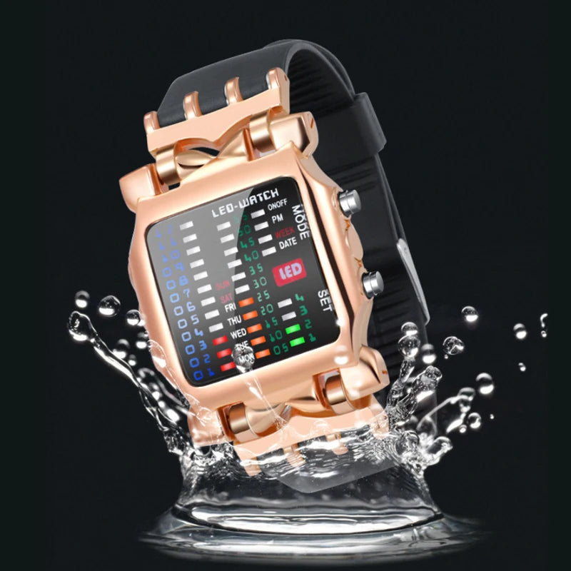 Military Men Watches Creativity Binary Program Waterproof Electronic Clock Sports Watch Men Digital Writwatch Relogio Masculino