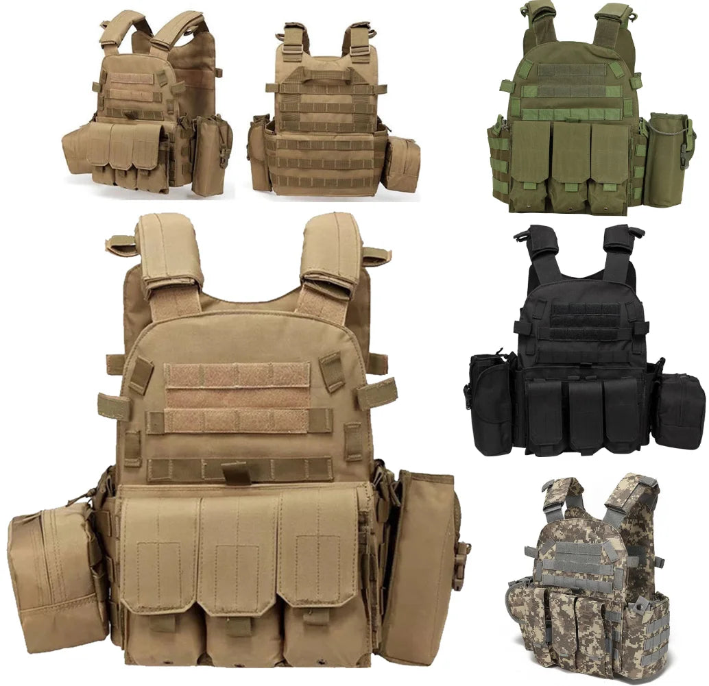 Military Vest Airsoft Tactical Vest Camouflage Plate Carrier Vest Hunting Vest Army Combat 6094 Pouch Paintball Military Vest