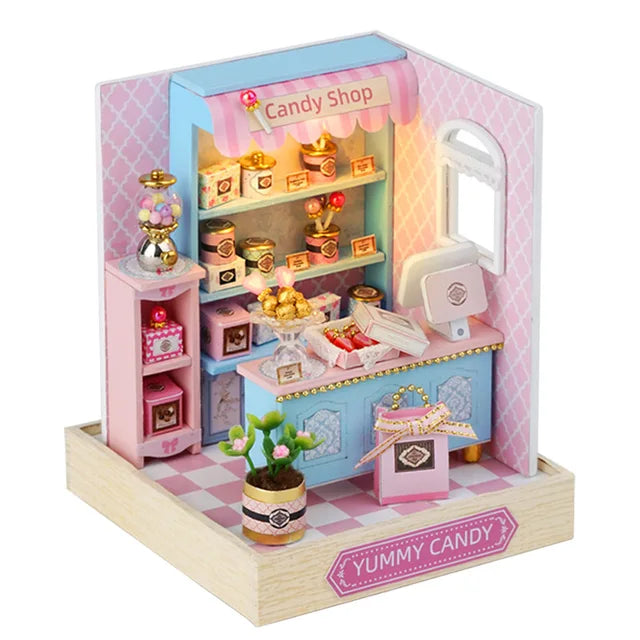 Mini Miniature Doll House DIY Small House Kit Making Room Toys Home Bedroom Decorations With Furniture Wooden Craft DollHouses