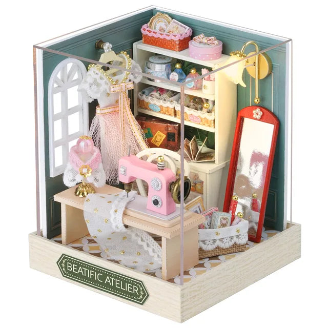 Mini Miniature Doll House DIY Small House Kit Making Room Toys Home Bedroom Decorations With Furniture Wooden Craft DollHouses