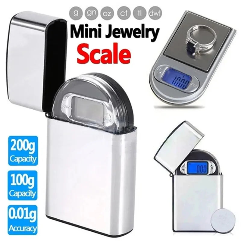 Mini Pocket Lighter Scale 100g/200g Precision Digital Scales For Jewelry Diamond Reloading Kitchen 0.01 Weight Electronic Scale