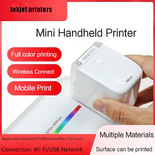 Mini Portable Color Handheld Printer Multi-language System Handheld Inkjet Printer Diy Small Inkjet Printers Small Portable