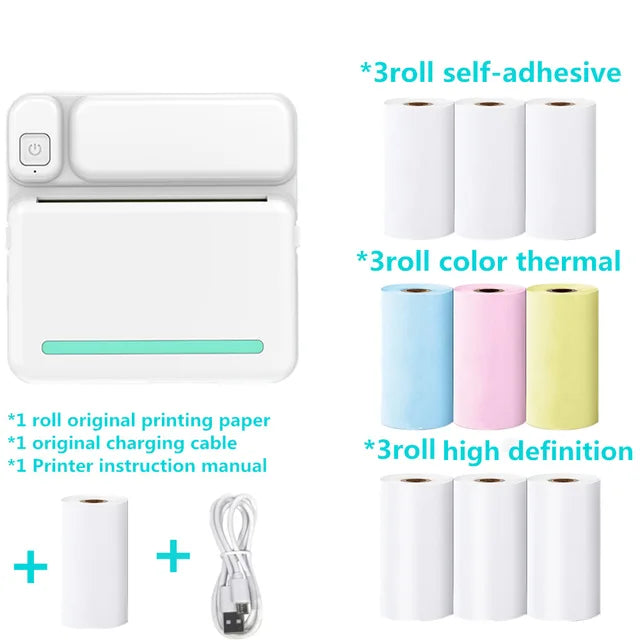 Mini Printer Portable Label Printer Sticker Wireless Inkless Self-adhesive Thermal Printer Impresora Portatil IOS Android