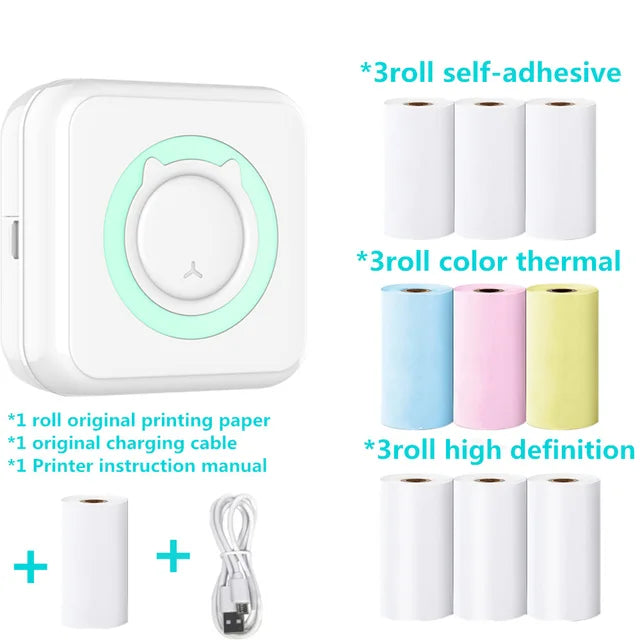 Mini Printer Portable Label Printer Sticker Wireless Inkless Self-adhesive Thermal Printer Impresora Portatil IOS Android