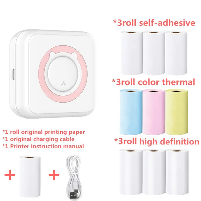 Mini Printer Portable Label Printer Sticker Wireless Inkless Self-adhesive Thermal Printer Impresora Portatil IOS Android