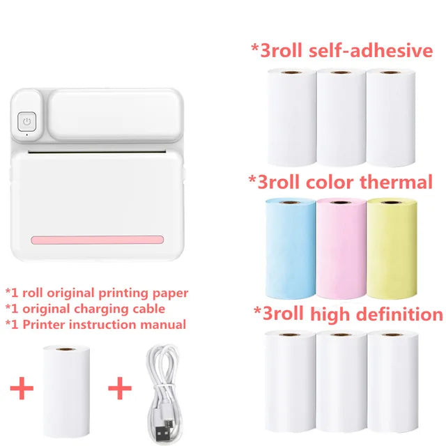 Mini Printer Portable Label Printer Sticker Wireless Inkless Self-adhesive Thermal Printer Impresora Portatil IOS Android