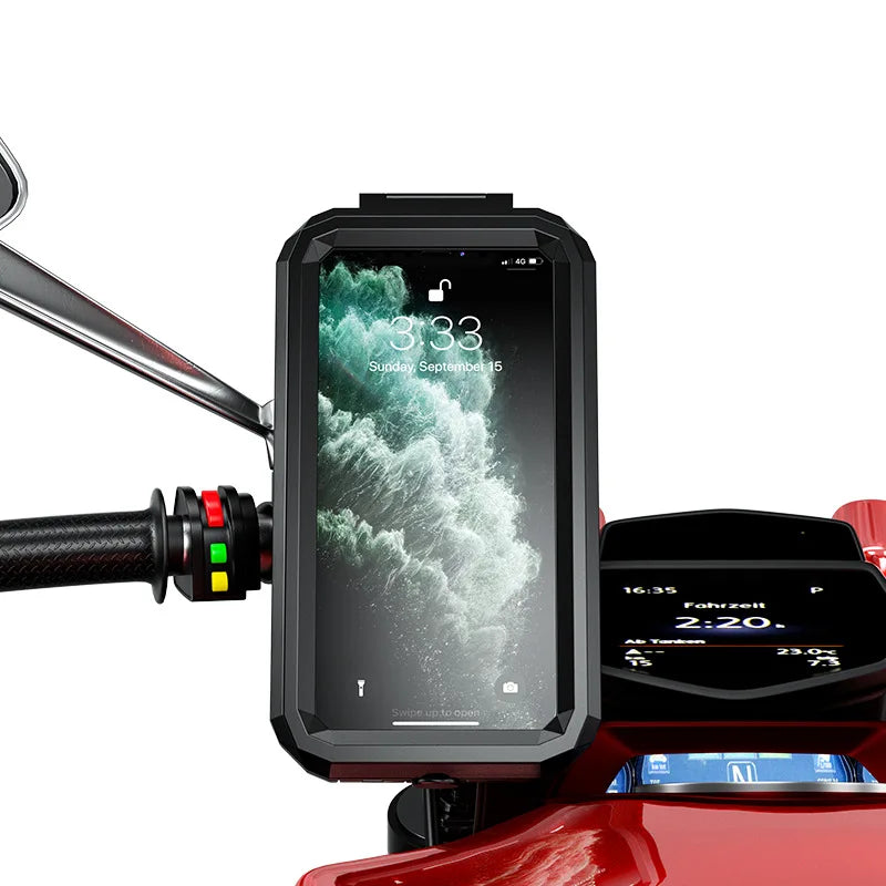 Motorcycle Phone Mount Holder Waterproof Phone Holder for Bike/Bicycle/Motorcycle Handlebar Mount Rearview Mirror Touch-Screen