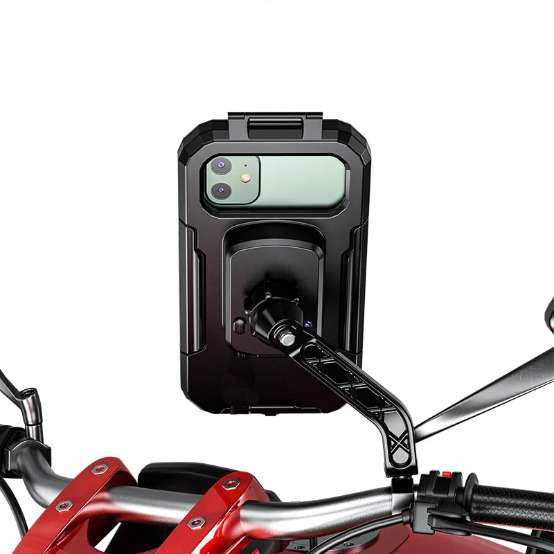 Motorcycle Phone Mount Holder Waterproof Phone Holder for Bike/Bicycle/Motorcycle Handlebar Mount Rearview Mirror Touch-Screen