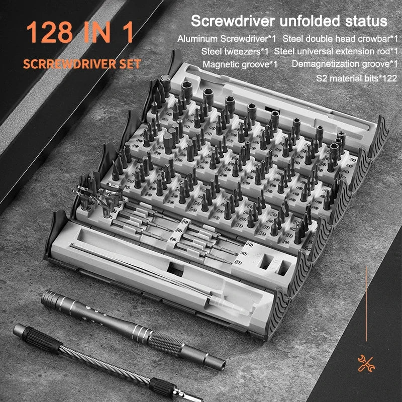 Multi Functional Screwdriver Set 128 in 1 Portable Precision Hand Screw Drivers Kit New Style Folding Home PC Phone Repair Tools