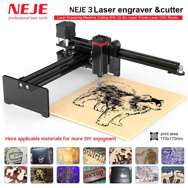 NEJE 3 40W Laser Engraver Air assist Cutter-Laser Engraving Machine Cutting 32-Bit Printer-Laser CNC Router LightBurn GRBL