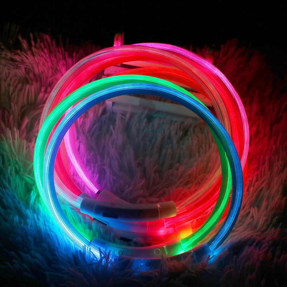 NICEYARD Rechargeable LED Night Dog Collars Glowing Luminous Pet Dog Collar Usb Dog Collar Night Safety Flashing