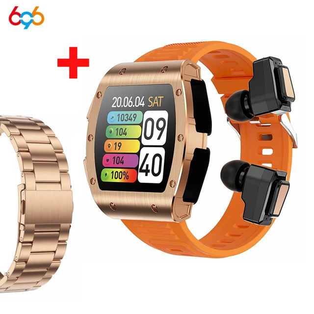 New 2 In 1 Headset Blue Tooth Call Smart Watch 1.91" Sports Fitness Waterproof HIFI Noise Reduction Earphone Music Smartwatch