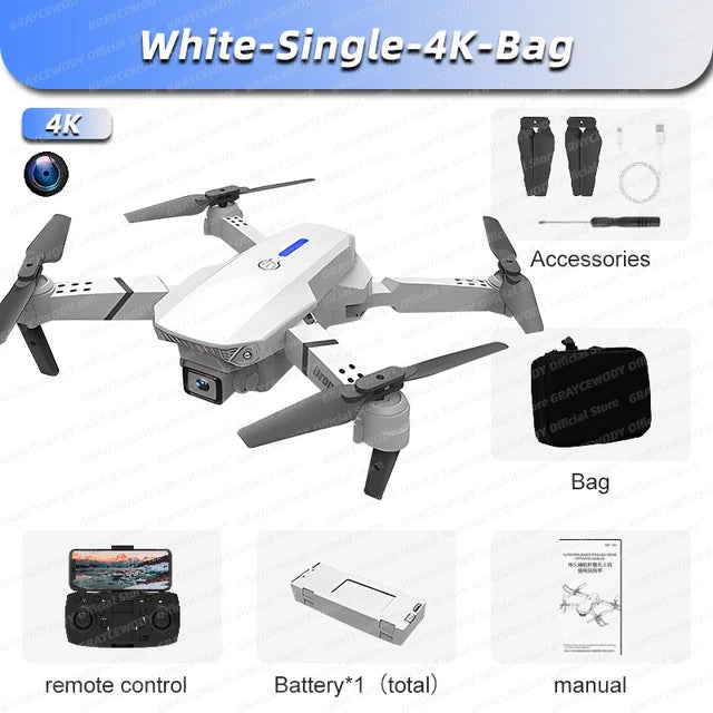 New E88Pro RC Drone 4K Professinal With 1080P Wide Angle Dual HD Camera Foldable RC Helicopter WIFI FPV Height Hold Apron Sell