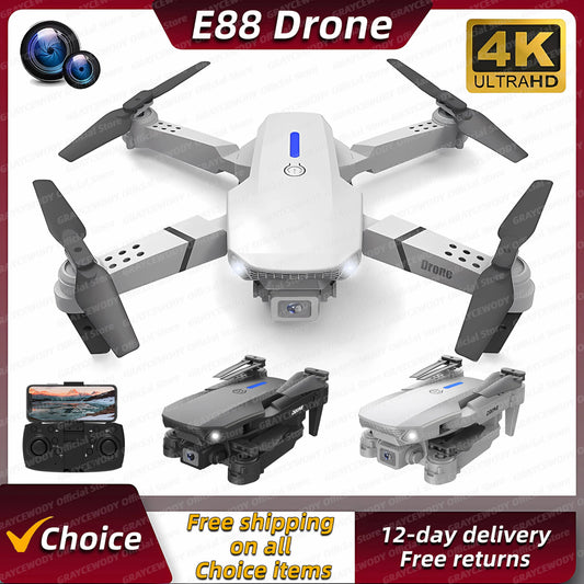 New E88Pro RC Drone 4K Professinal With 1080P Wide Angle Dual HD Camera Foldable RC Helicopter WIFI FPV Height Hold Apron Sell