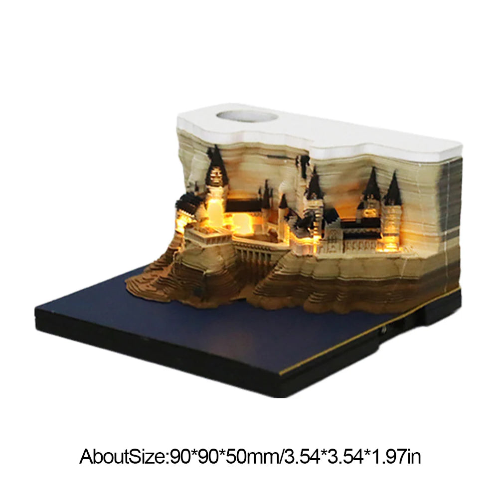 Omoshiroi Magic Castle 3D Notepad 2024 Calendar Memo Pad Block Notes Hary Design Note Paper Stationery Accessories Novelty Gift