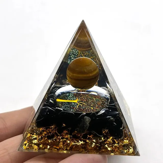 Orgonite Pyramid Stone And Crystals Energy Amethyst Reiki Chakra Multiplier Meditation Craft Trinket Home Decoration Gifts