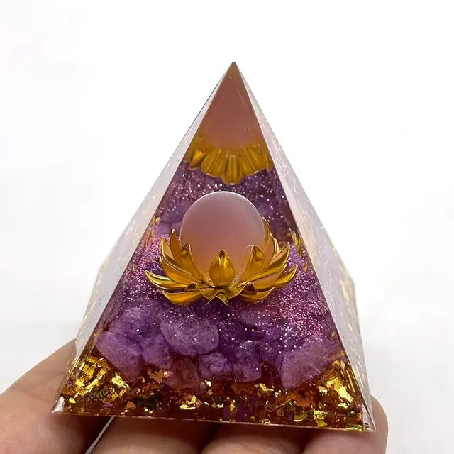 Orgonite Pyramid Stone And Crystals Energy Amethyst Reiki Chakra Multiplier Meditation Craft Trinket Home Decoration Gifts