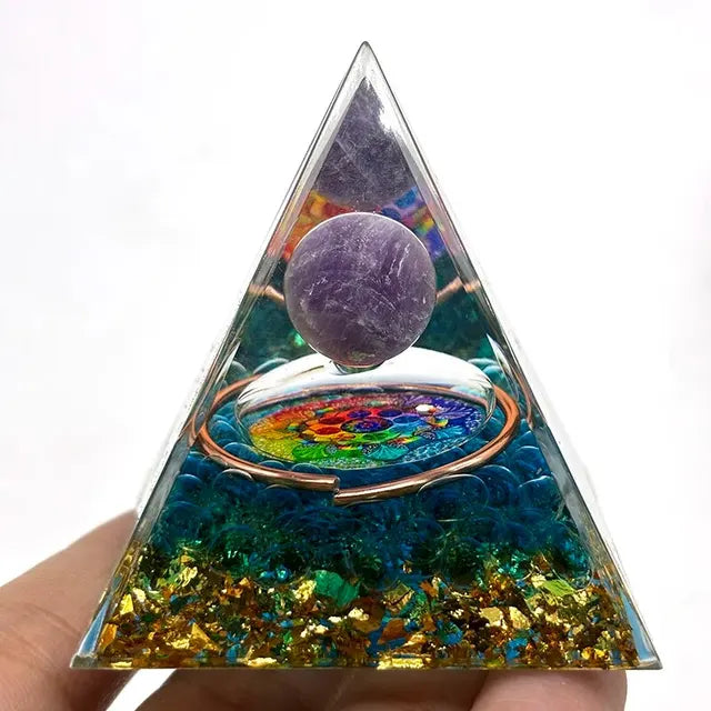 Orgonite Pyramid Stone And Crystals Energy Amethyst Reiki Chakra Multiplier Meditation Craft Trinket Home Decoration Gifts