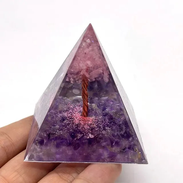 Orgonite Pyramid Stone And Crystals Energy Amethyst Reiki Chakra Multiplier Meditation Craft Trinket Home Decoration Gifts