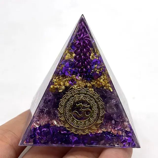 Orgonite Pyramid Stone And Crystals Energy Amethyst Reiki Chakra Multiplier Meditation Craft Trinket Home Decoration Gifts