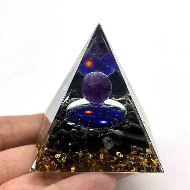 Orgonite Pyramid Stone And Crystals Energy Amethyst Reiki Chakra Multiplier Meditation Craft Trinket Home Decoration Gifts