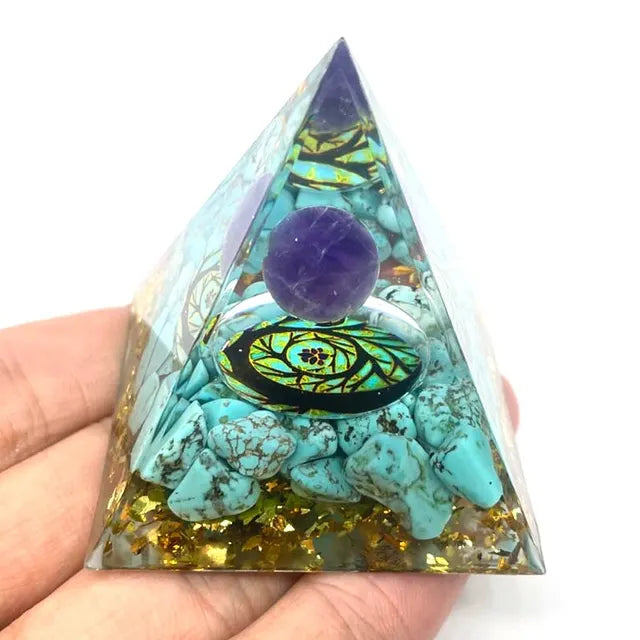 Orgonite Pyramid Stone And Crystals Energy Amethyst Reiki Chakra Multiplier Meditation Craft Trinket Home Decoration Gifts