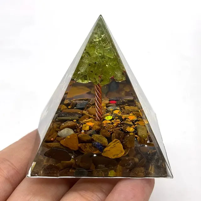 Orgonite Pyramid Stone And Crystals Energy Amethyst Reiki Chakra Multiplier Meditation Craft Trinket Home Decoration Gifts