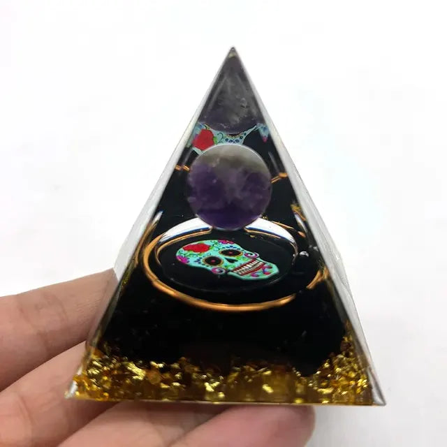 Orgonite Pyramid Stone And Crystals Energy Amethyst Reiki Chakra Multiplier Meditation Craft Trinket Home Decoration Gifts