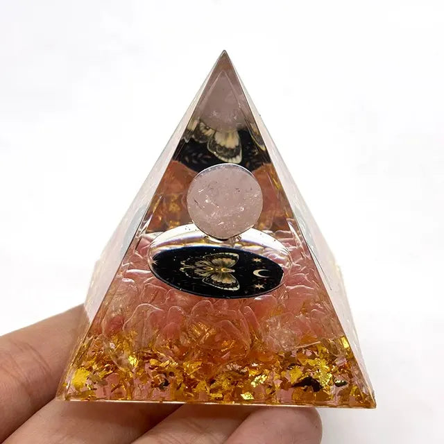 Orgonite Pyramid Stone And Crystals Energy Amethyst Reiki Chakra Multiplier Meditation Craft Trinket Home Decoration Gifts